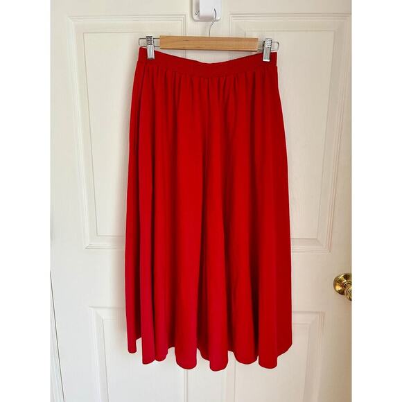 Vintage 80's Red High Waisted Circle Skirt with Pockets Size Small - Picture 1 of 5
